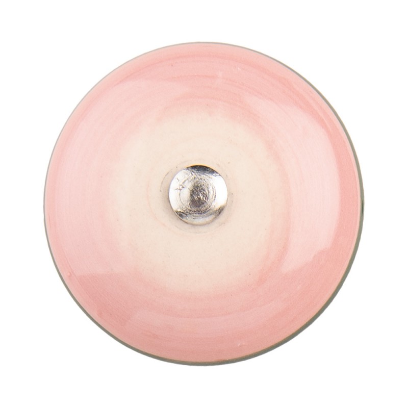 64706 Door Knob Ø 4 cm Pink Ceramic Round Furniture Knob
