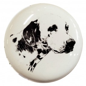 264708 Door Knob Ø 4 cm White Ceramic Dog Round Furniture Knob