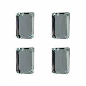 264865 Deurknop Set van 4  4 cm Transparant Glas Rechthoek Meubelknop