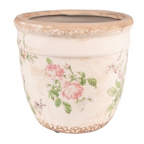 26CE1541L Pot de fleurs Ø 18x17 cm Rose Beige Céramique Fleurs Rond Pot de fleurs d'intérieur