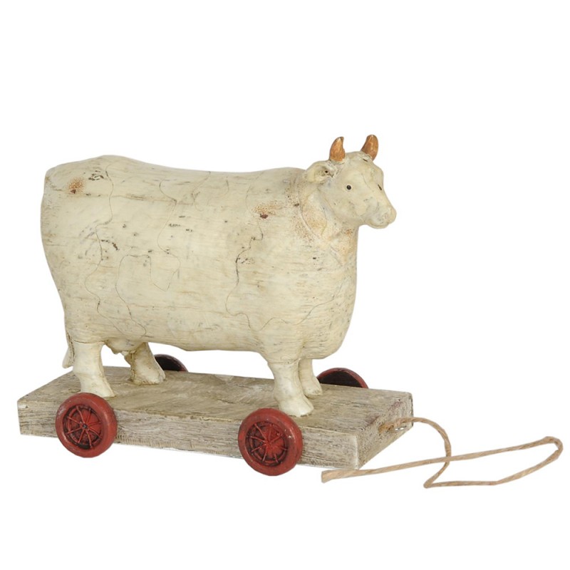 6PR0034 Figurine Cow 14x7x12 cm White Polyresin Home Accessories