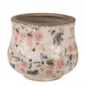 26CE1612M Pot de fleurs Ø 18x15 cm Beige Rose Céramique Fleurs Pot de fleurs d'intérieur