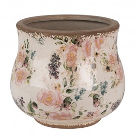 26CE1612S Pot de fleurs Ø 16x14 cm Beige Rose Céramique Fleurs Pot de fleurs d'intérieur