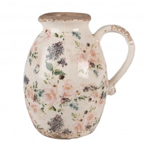 26CE1613L Decoration can 20x16x22 cm Beige Pink Ceramic Flowers Pitcher