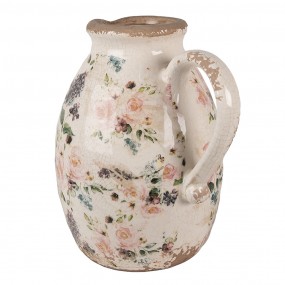 26CE1613L Decoration can 20x16x22 cm Beige Pink Ceramic Flowers Pitcher