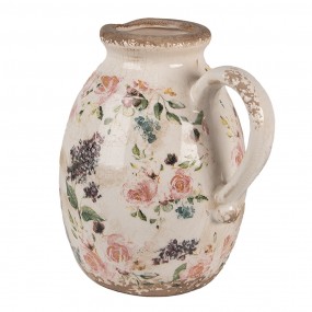 26CE1613M Decoration can 17x13x18 cm Beige Pink Ceramic Flowers Pitcher