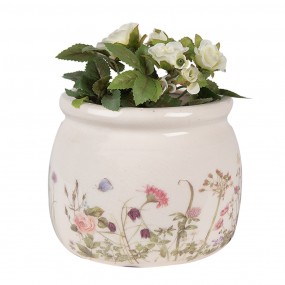 26CE1630S Pot de fleurs Ø 12x10 cm Beige Rose Céramique Fleurs Pot de fleurs d'intérieur