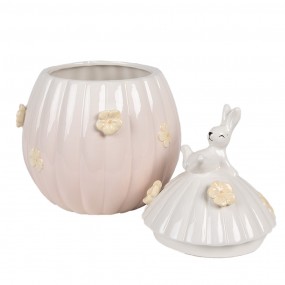26CE1697 Storage Jar Egg Ø 16x23 cm Pink Ceramic Oval