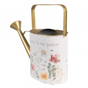 26Y5491 Decorative Watering Can 34x12x32 cm White Metal Flowers