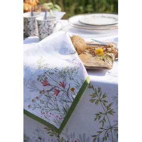 2WFF01 Tischdecke 100x100 cm Weiß Baumwolle Blumen Tischtuch
