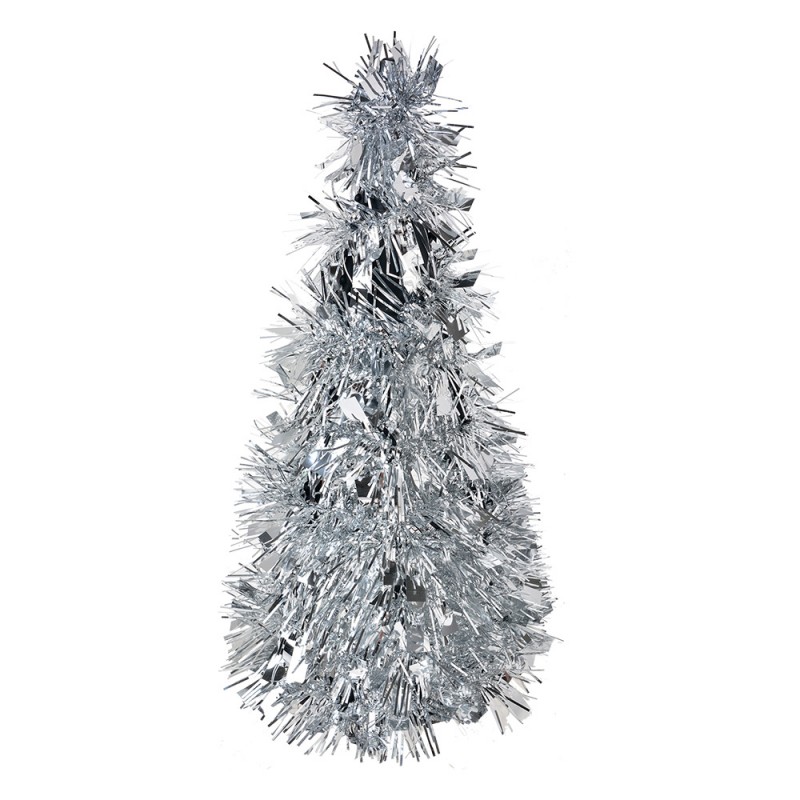 65541S Weihnachtsdekoration Weihnachtsbaum Ø 12x25 cm Silberfarbig Kunststoff