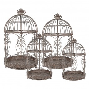 25Y1202 Bird Cage Decoration Set of 4 Brown Iron