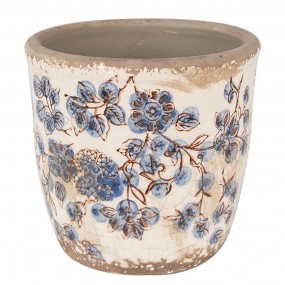 26CE1619XS Pot de fleurs Ø 11x10 cm Beige Bleu Céramique Fleurs Pot de fleurs d'intérieur