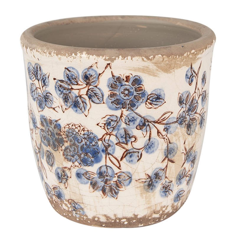 6CE1619XS Pot de fleurs Ø 11x10 cm Beige Bleu Céramique Fleurs Pot de fleurs d'intérieur