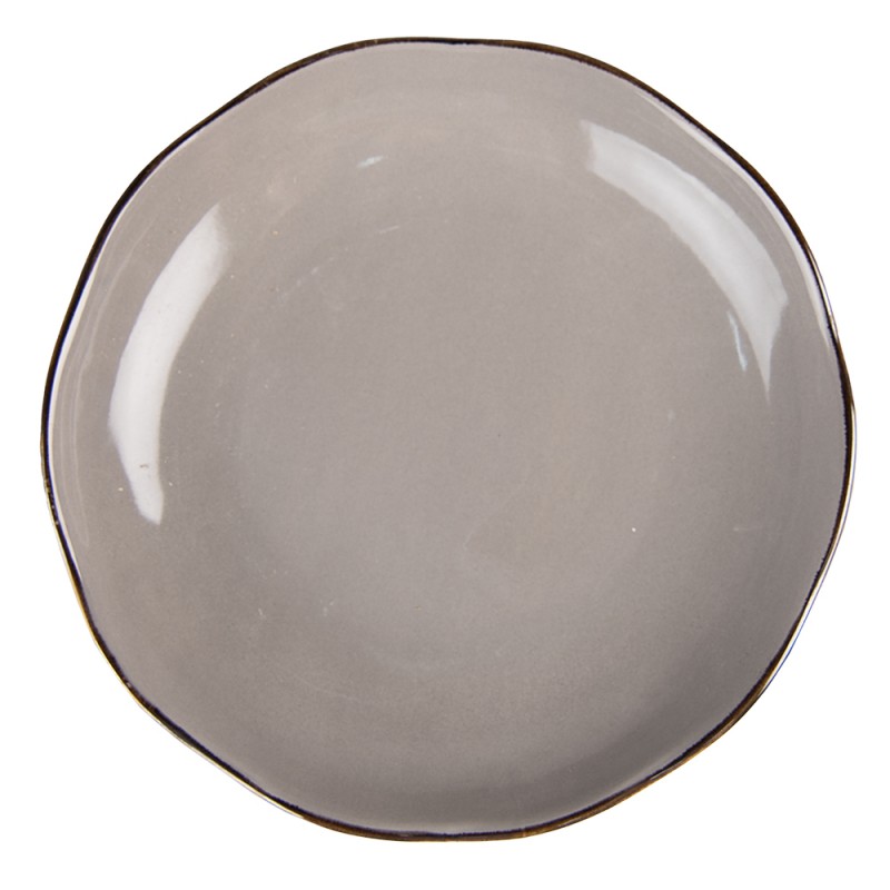 6CEDP0114 Breakfast Plate Ø 20 cm Grey Ceramic Round Plate