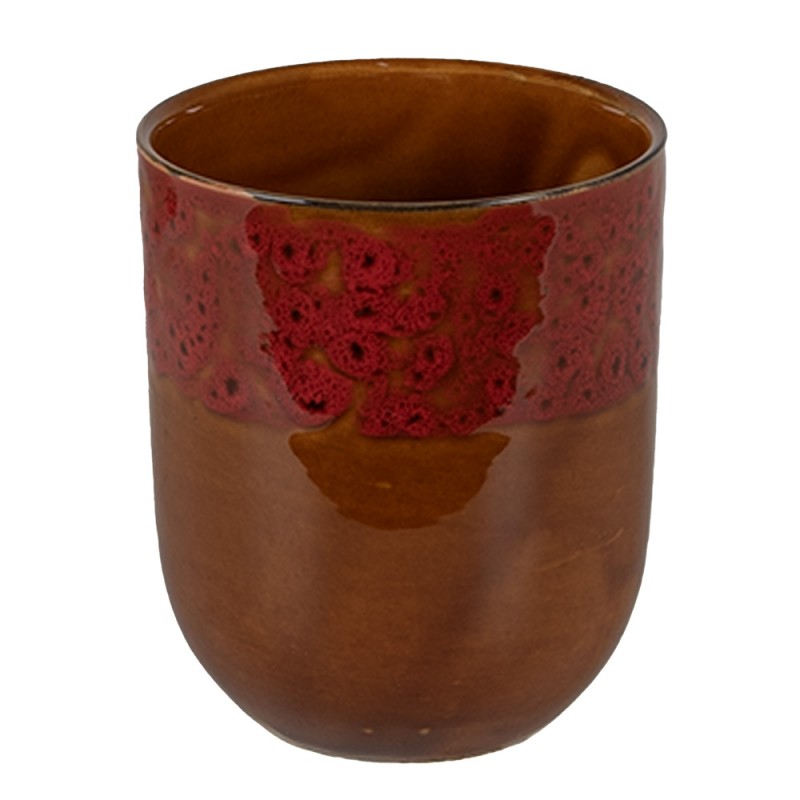 6CEMU0138 Mug 150 ml Brown Red Ceramic Tea Mug
