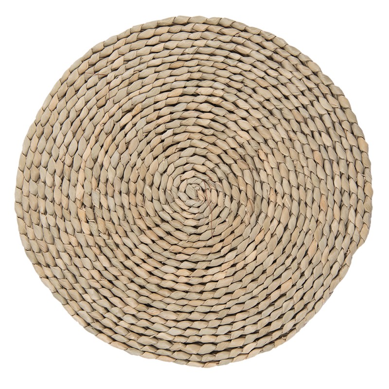 6RO0507 Placemat Ø 35x1 cm Brown Yellow Seagrass Round Table Mat