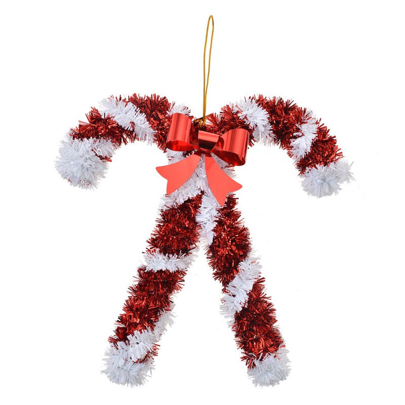 65482 Christmas Ornament Candy Cane 17 cm Red White Plastic