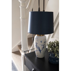 26LMC0081 Table Lamp Ø 30x55 cm White Blue Ceramic Desk Lamp