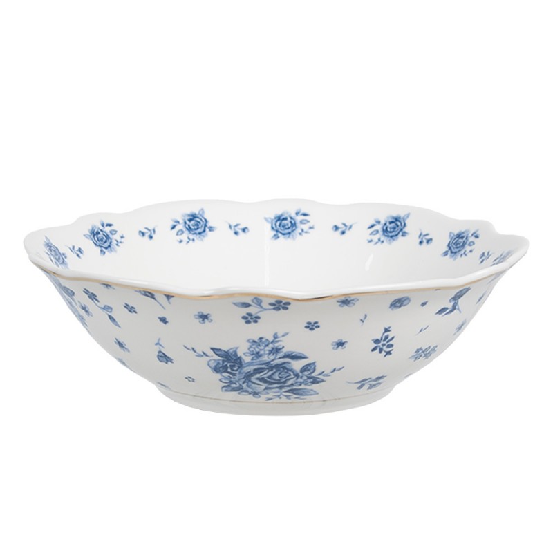 BRBBO Bowl 350 ml White Blue Porcelain Roses Serving Bowl