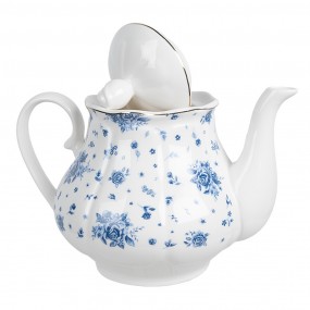 2BRBTE Teapot 1000 ml White Blue Porcelain Roses