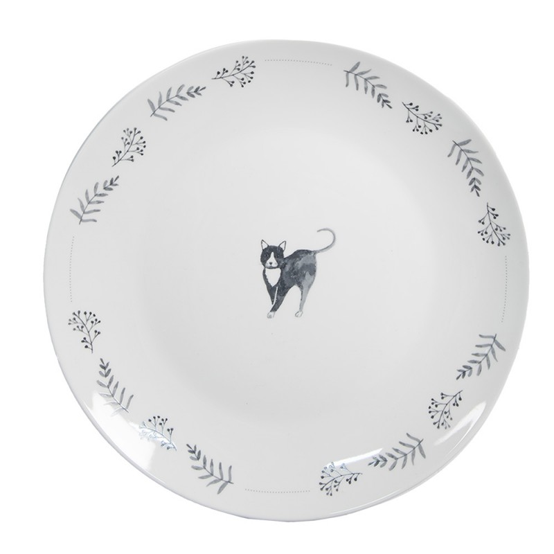 CAKYDP Breakfast Plate Ø 20 cm White Ceramic Cats Plate