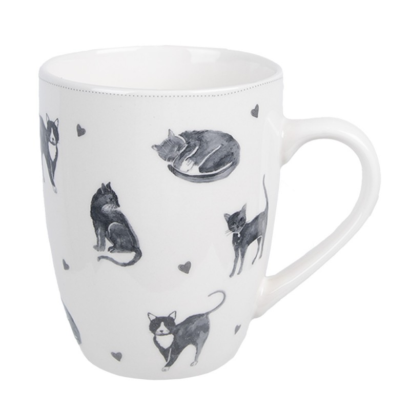 CAKYMU Mug 350 ml White Ceramic Cats Drinking Cup