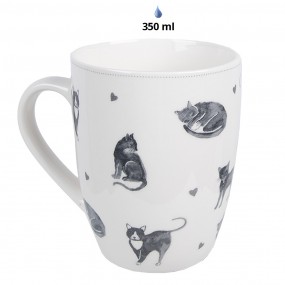 2CAKYMU Mug 350 ml White Ceramic Cats Drinking Cup