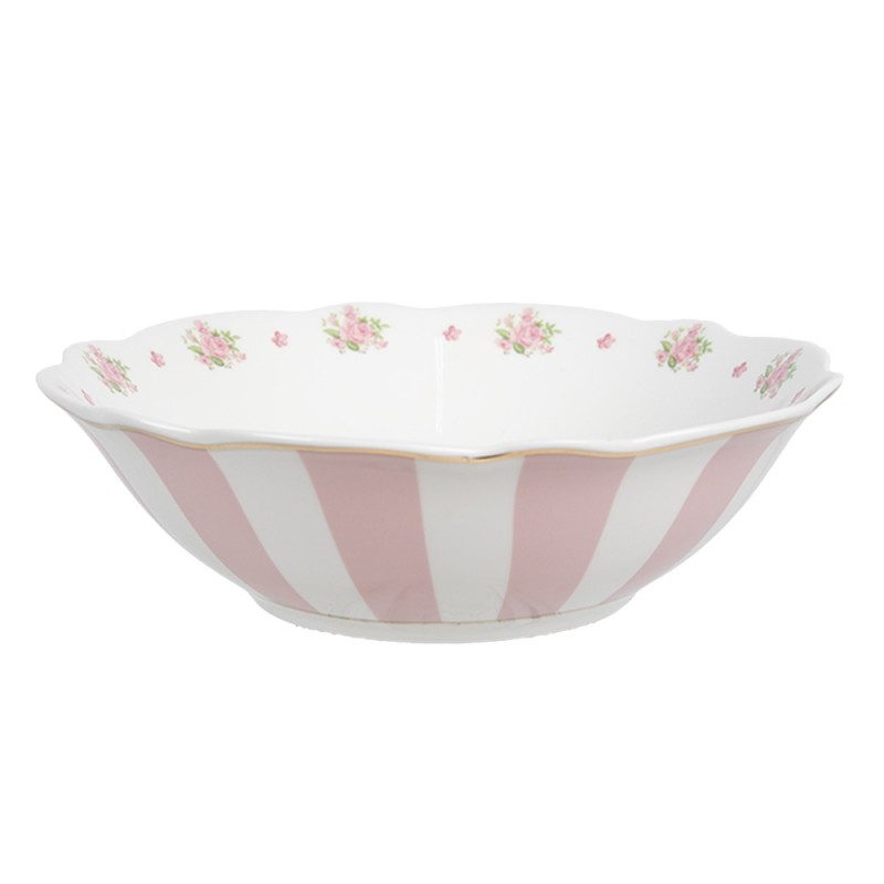 SWRBO Soup Bowl 350 ml Pink White Porcelain Roses Serving Bowl