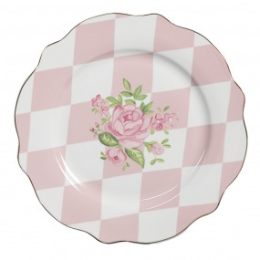 2SWRDP Breakfast Plate Ø 20 cm Pink White Porcelain Roses