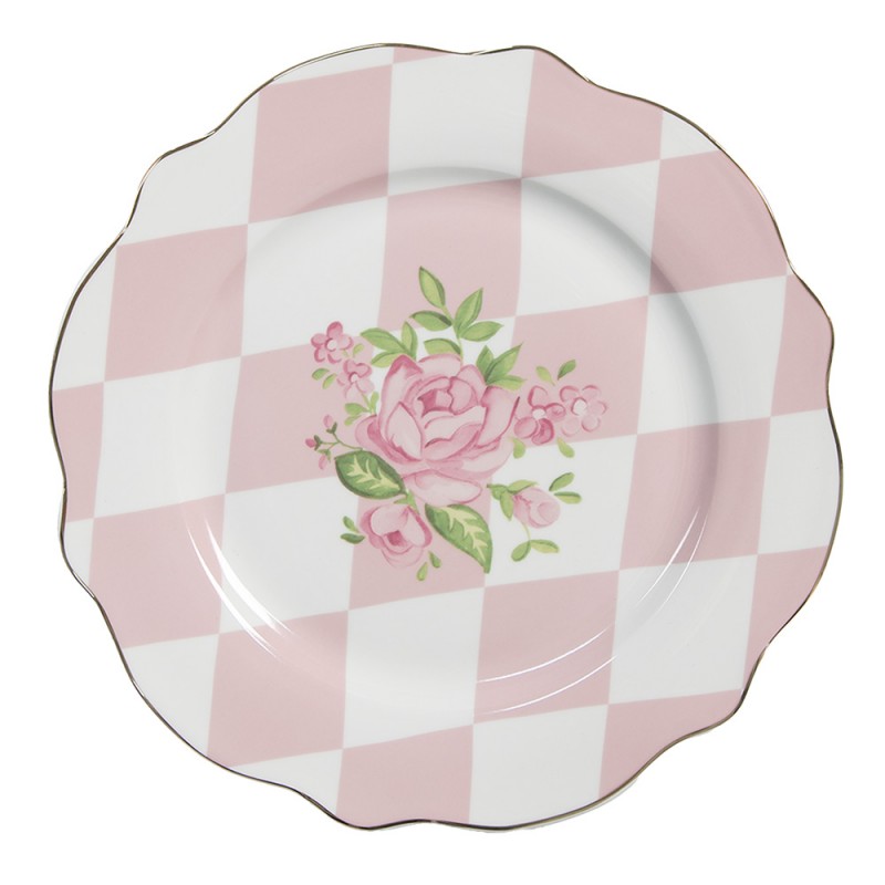 SWRDP Breakfast Plate Ø 20 cm Pink White Porcelain Roses