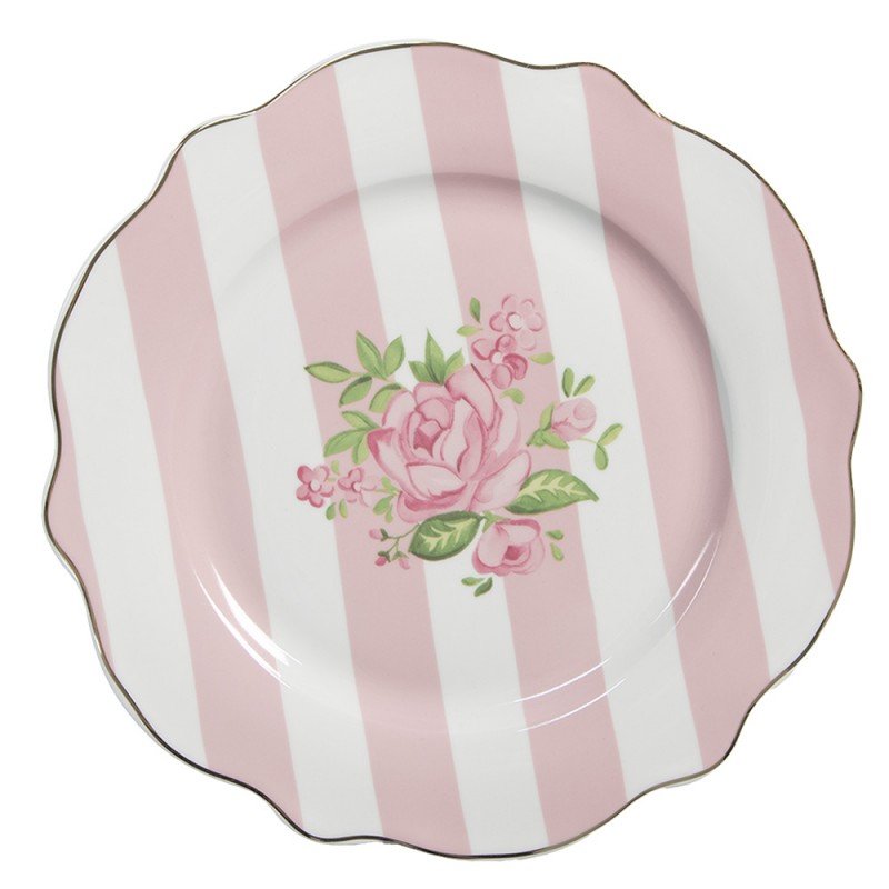 SWRDP-2 Breakfast Plate Ø 20 cm Pink White Porcelain Roses Plate