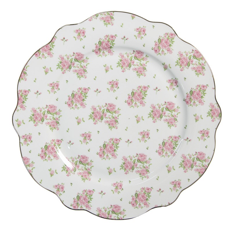 SWRFP Dinner Plate Ø 27 cm Pink Porcelain Roses Dining Plate
