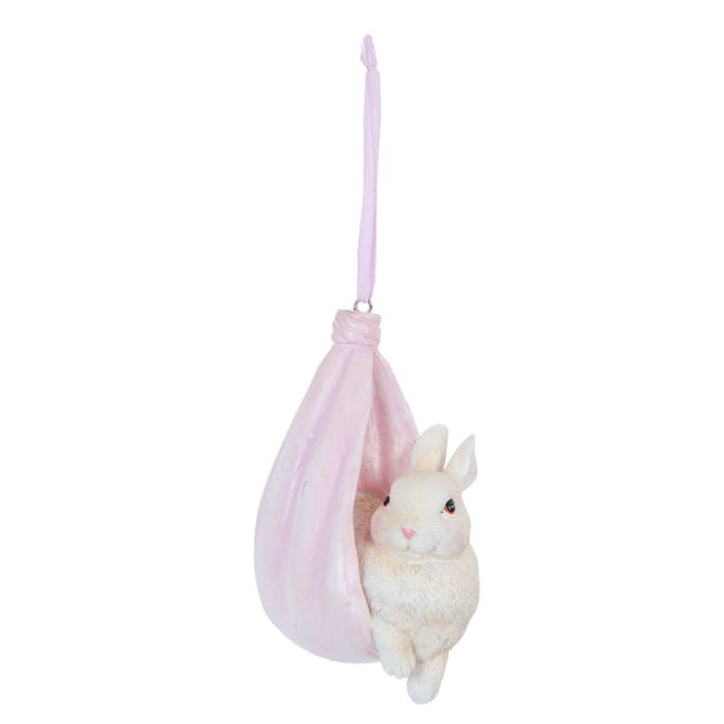 6PR1051 Pendant 5x7x10 cm Pink Plastic Rabbit Easter Decoration