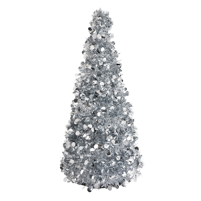 65511 Christmas Decoration Christmas Tree Ø 21x50 cm Silver colored Plastic