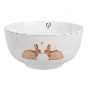 2BSLCBO Soup Bowl 500 ml White Brown Porcelain Rabbits Serving Bowl