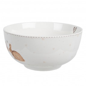 2BSLCBO Soup Bowl 500 ml White Brown Porcelain Rabbits Serving Bowl