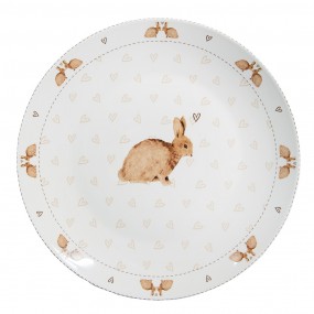 2BSLCFP Dinner Plate Ø 26 cm White Brown Porcelain Rabbits Dining Plate