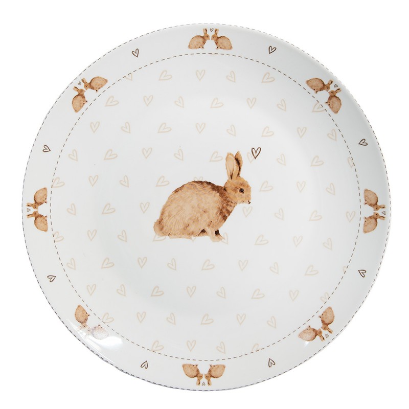 BSLCFP Dinner Plate Ø 26 cm White Brown Porcelain Rabbits Dining Plate