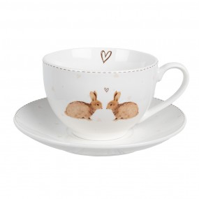 2BSLCKS Cup and Saucer 250 ml White Brown Porcelain