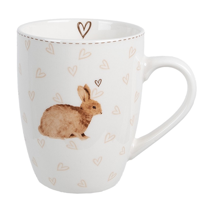 BSLCMU Mug 350 ml White Brown Porcelain Rabbit Drinking Cup