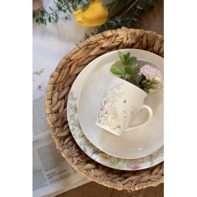 2WFFFP Speiseteller Ø 26 cm Weiß Porzellan Blumen Essteller