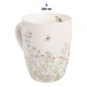 2WFFMU Mug 350 ml White Porcelain Flowers Drinking Cup