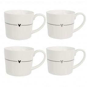 26CEMS0146 Mug Set of 4 300 ml White Ceramic Hearts Drinking Cup
