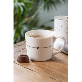 26CEMS0146 Mug Set of 4 300 ml White Ceramic Hearts Drinking Cup