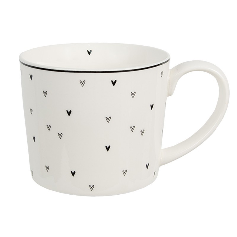 6CEMU0144 Mug 275 ml White Ceramic Hearts Drinking Cup