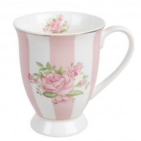 2SWRMU Mug 300 ml Pink Purple Porcelain Roses Drinking Cup