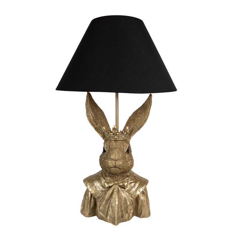 5LMC0034 Table Lamp Rabbit Ø 37x61 cm Gold colored Black Polyresin Desk Lamp