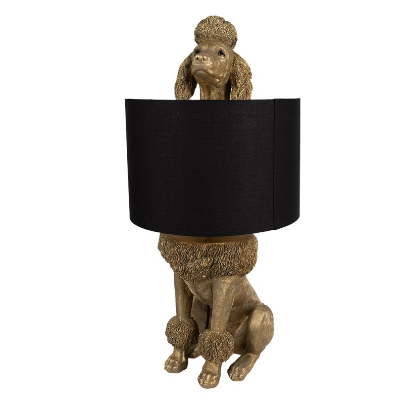 5LMC0036 Tischlampe Hund Pudel 30x28x57 cm Goldfarbig Schwarz Polyresin Bürotisch