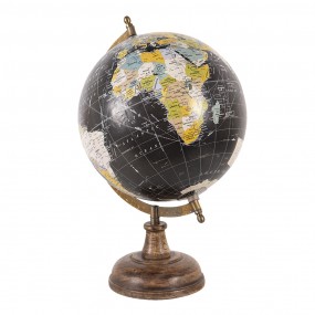 264914 Globe 22x33 cm Black Wood Iron Globus
